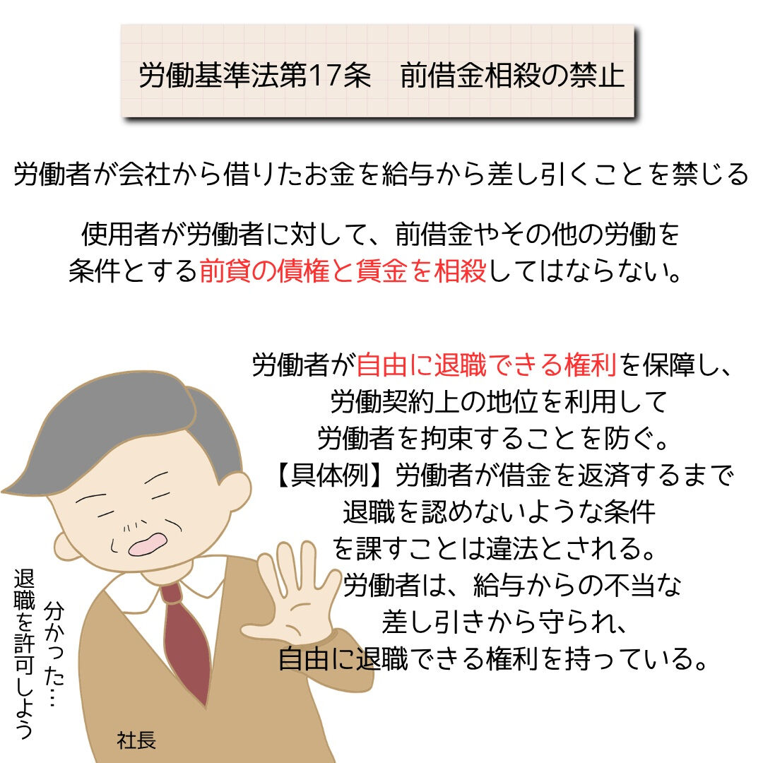 【前借金で労働を縛るのはNG！】